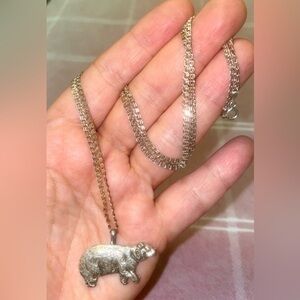 Silver Bear Pendant Necklace
